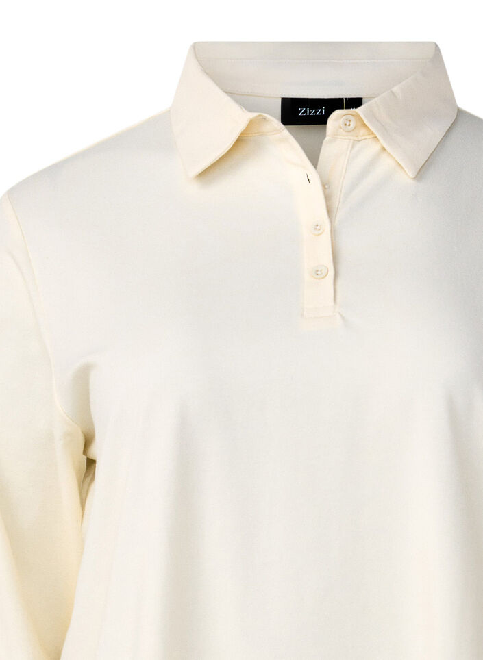 Langærmet poloshirt, Vanilla, Packshot image number 2