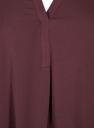 Ensfarvet bluse med v-hals, Fudge, Packshot image number 2
