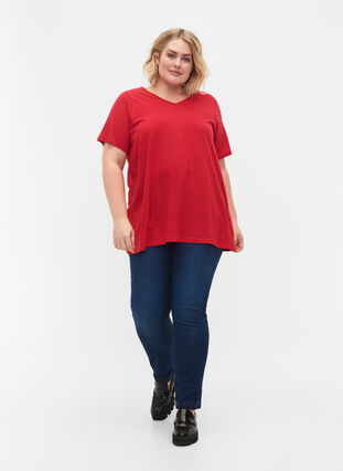Kortærmet t-shirt med a-shape, Lipstick Red, Model image number 2