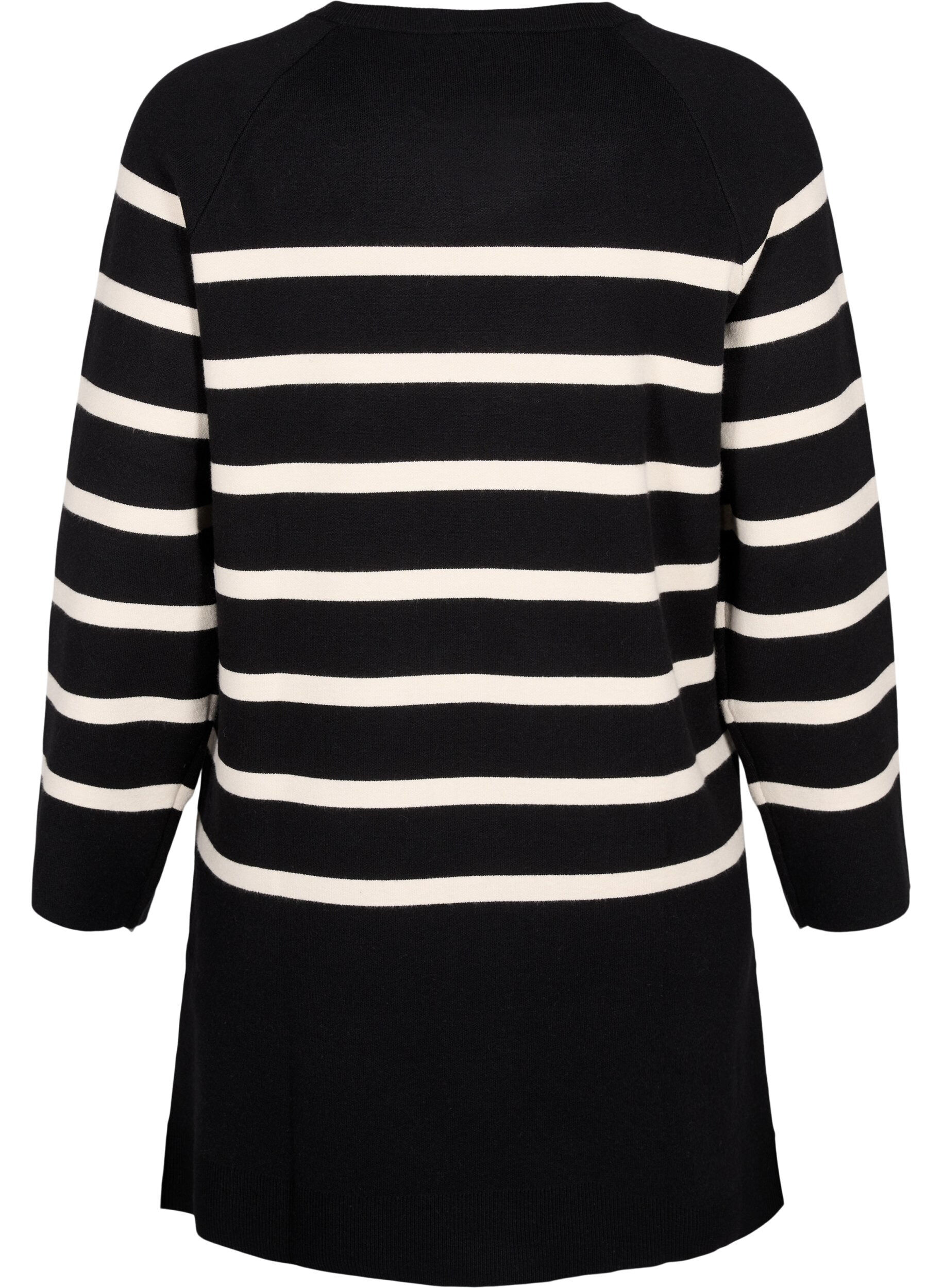 Zizzi Strikkjole med rund hals og slids, Sort, Packshot image number 1