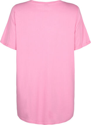 Ensfarvet oversize t-shirt med v-hals, Rosebloom, Packshot image number 1