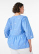 Bluse i bomuld med broderede blomster og knaplukning, Bl&aring;, Model image number 2