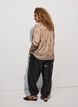 Stribet skjorte med broderede blomster, Brun, Model image number 2