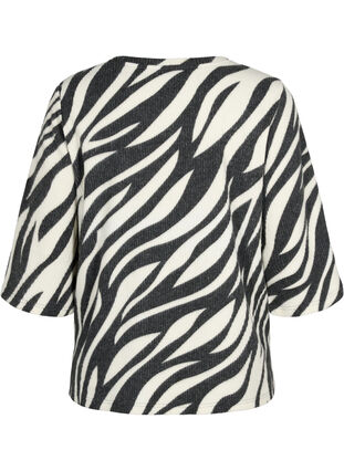 Bluse med 3/4 ærmer og zebramønster, White Zebra, Packshot image number 1