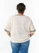 Kortærmet bluse med kontraststriber, Beige, Model image number 2