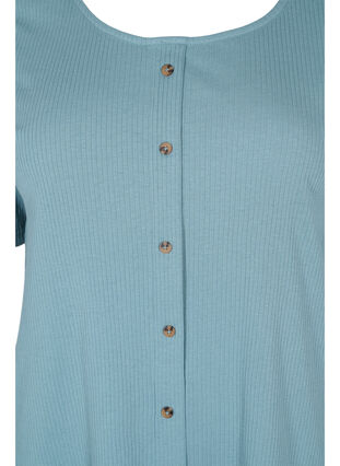 Kortærmet rib t-shirt med knapper, Goblin Blue, Packshot image number 2