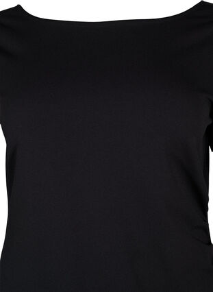 Kjole med draperinger og 3/4 ærmer, Black, Packshot image number 2