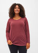 Basis bluse med lange ærmer, Cabernet Melange, Model image number 0