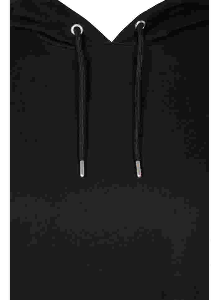 Sweatkjole med 3/4 ærmer og hætte, Black, Packshot image number 2