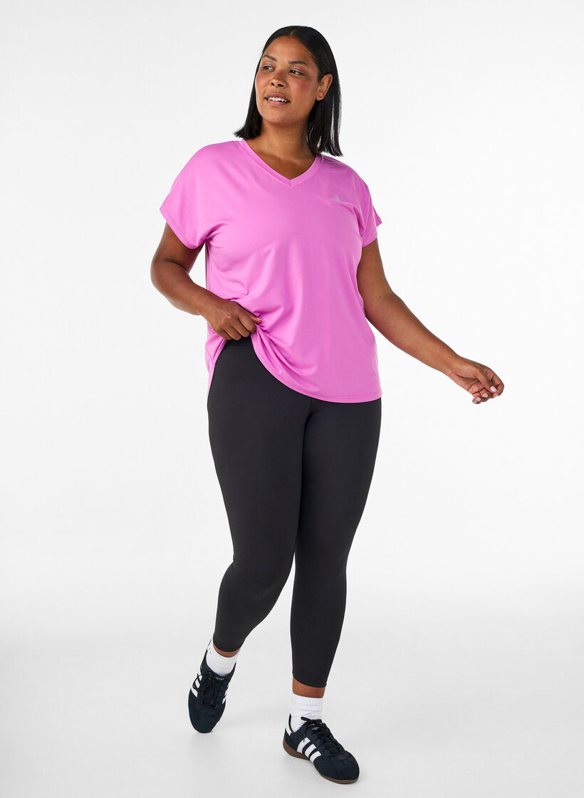 Kort&aelig;rmet tr&aelig;nings t-shirt med v-hals, Lilla, Model image number 1