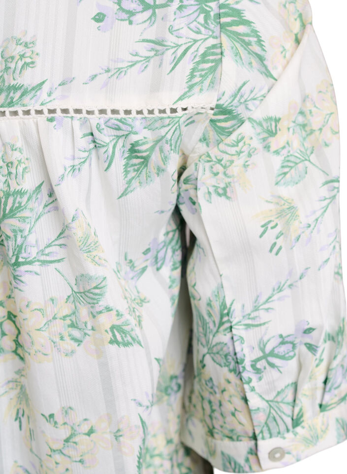 Bluse med print og 1/2 &aelig;rmer, Hvid, Packshot image number 3