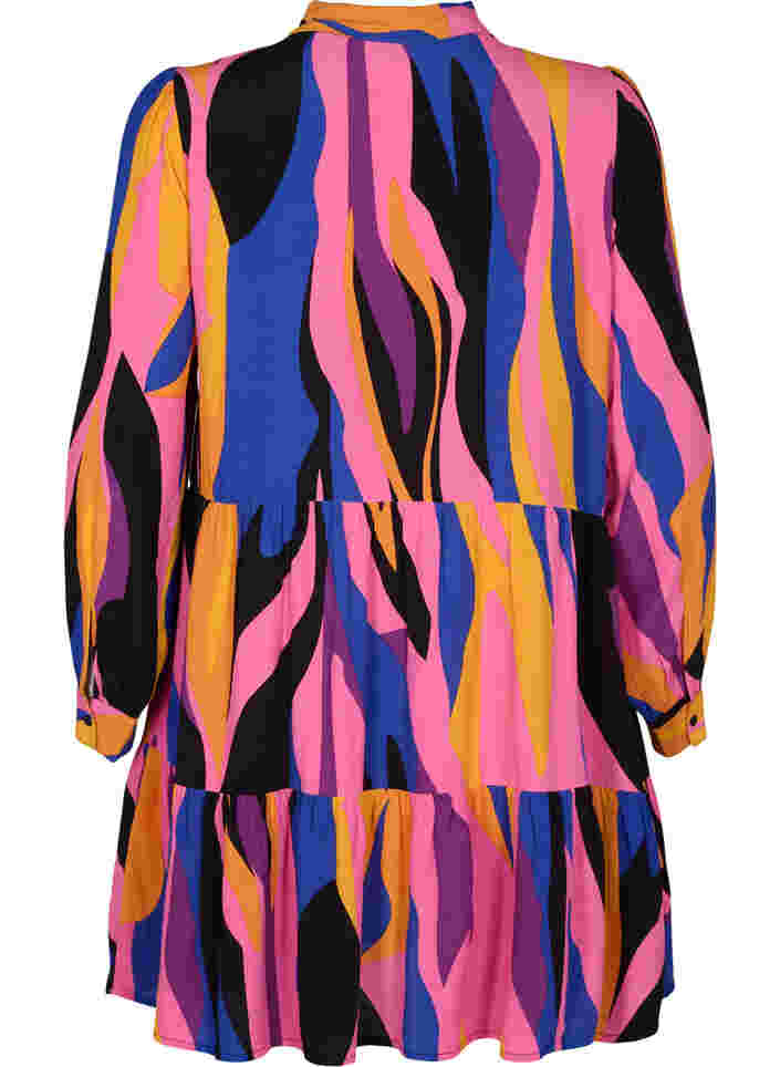 Mønstret tunika med lynlåsdetalje og  3/4 ærmer, Multi AOP, Packshot image number 1