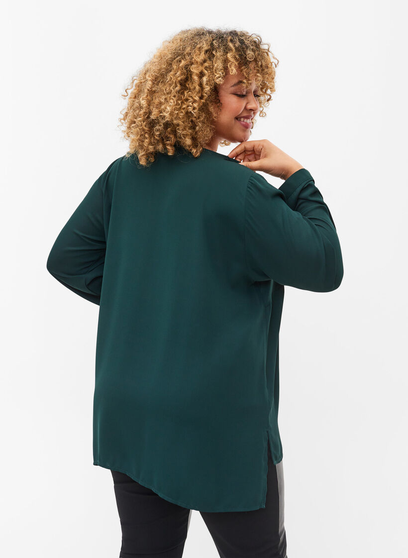 Ensfarvet skjorte med v-udskæring, Scarab, Model image number 1