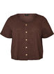 Bluse i bomuld med struktur og knaplukning, Brun, Packshot image number 0