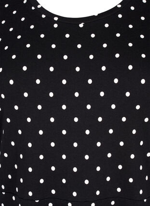 Ensfarvet bomuldskjole med korte ærmer, Black w. White Dot, Packshot image number 2