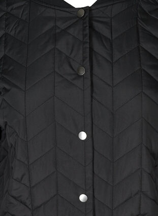Lang quiltet jakke med knaplukning, Black, Packshot image number 2