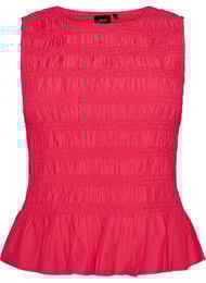 Smocktop med b&aring;dudsk&aelig;ring peplumkant, Lyser&oslash;d