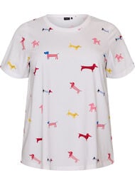 T-shirt i bomuld med hundeprint, Hvid