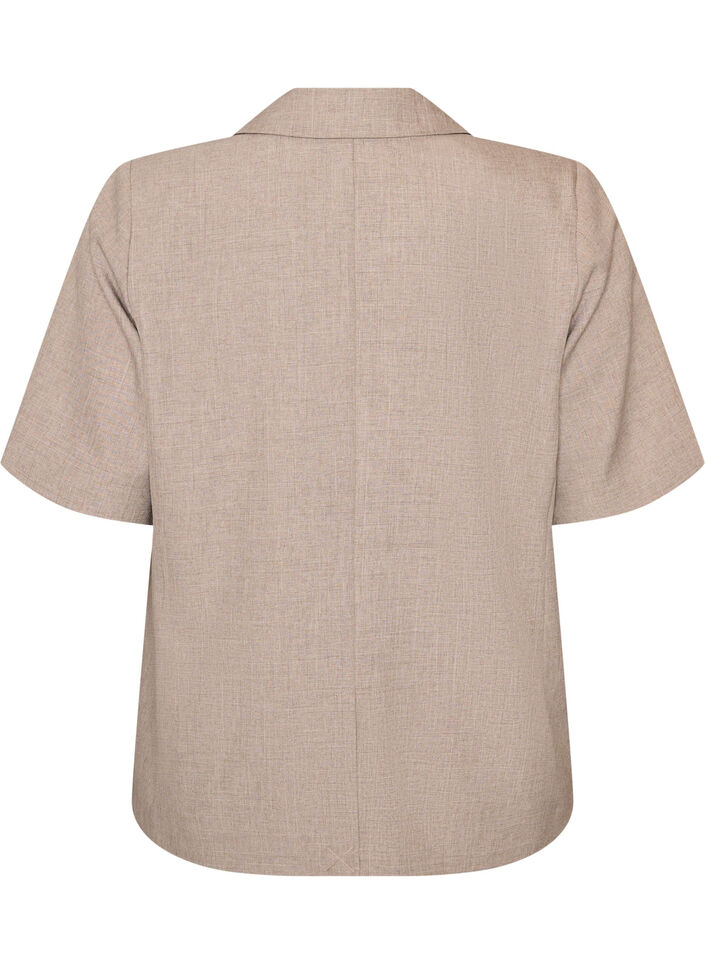 Blazer med korte &aelig;rmer og reverskrave, Brun, Packshot image number 1