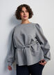 Bluse med bindeb&aring;nd og puf&aelig;rmer, Gr&aring;, Model image number 3