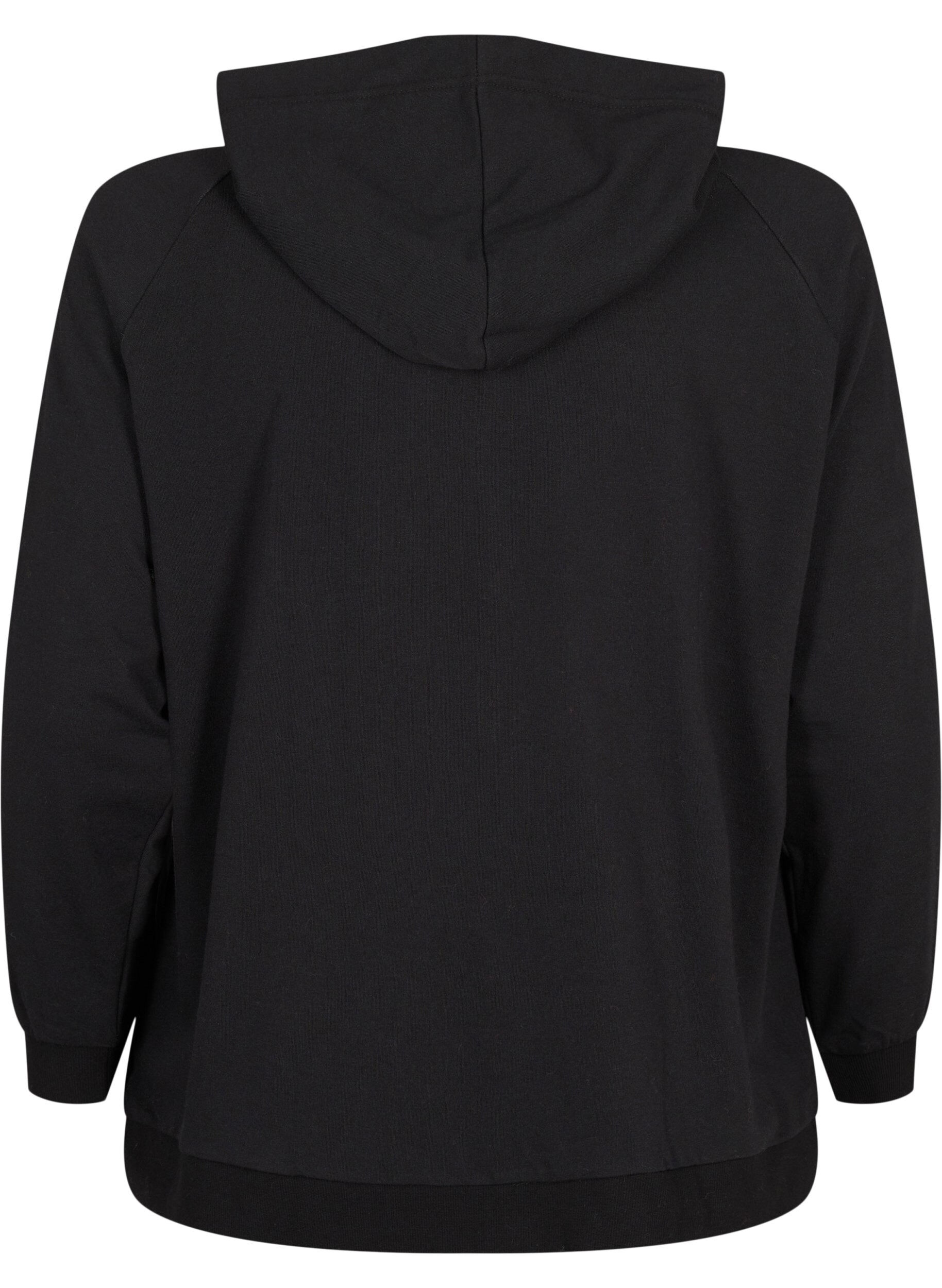 ZizziSweatcardigan med h&aelig;tte og lommer, Sort, Packshot image number 1