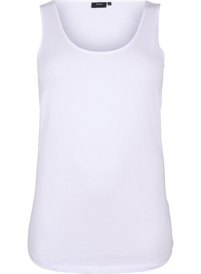 Ensfarvet basis top i bomuld, Hvid, Packshot image number 0