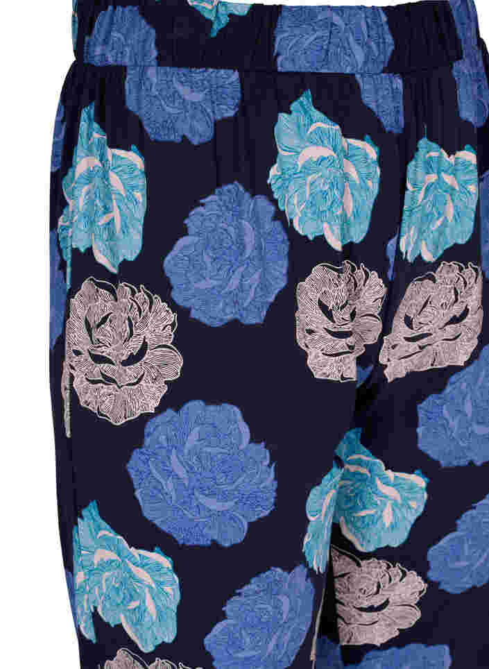 Bomulds natbukser med blomsterprint, Blue Flower, Packshot image number 2