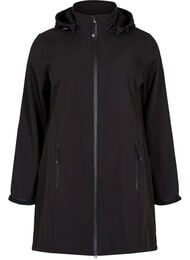 Softshell jakke med aftagelig hætte, Black