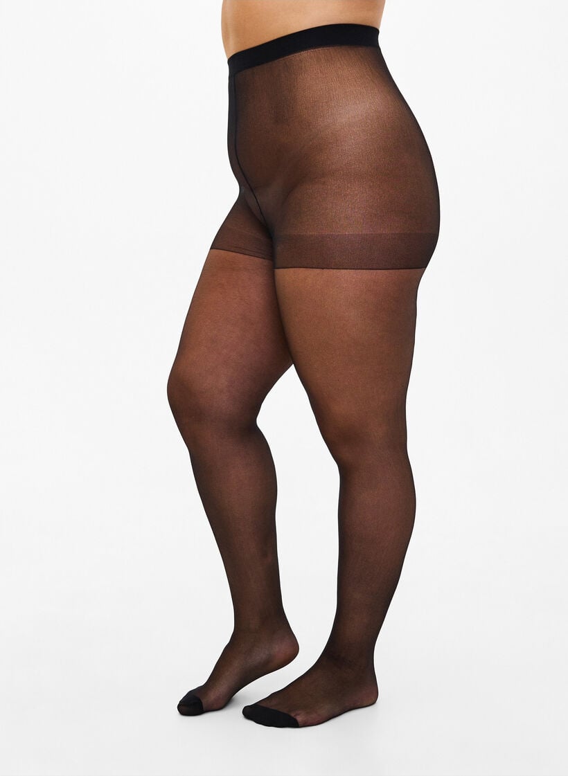 2-pak str&oslash;mpebukser i 20 denier, Sort, Model image number 0