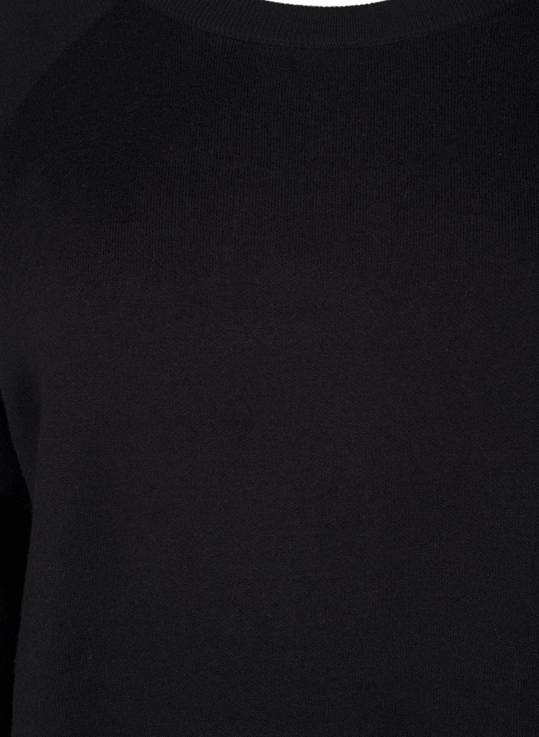 Zizzi Strikkjole med rund hals og slids, Sort, Packshot image number 2