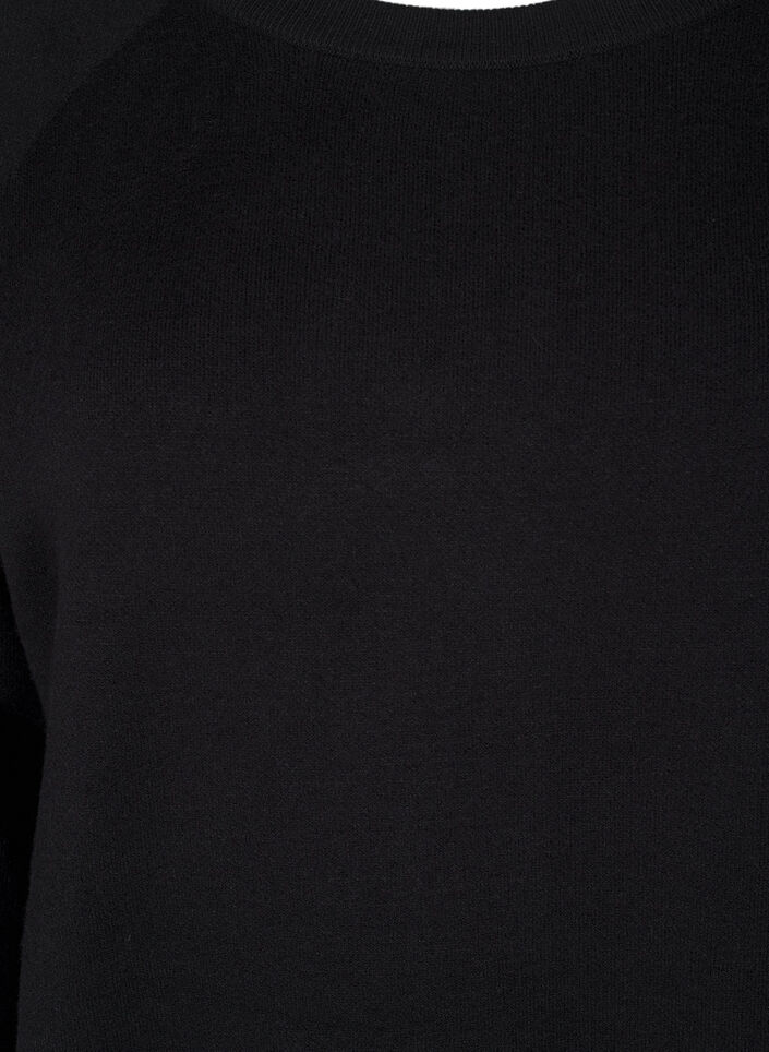 Strikkjole med rund hals og slids, Sort, Packshot image number 2