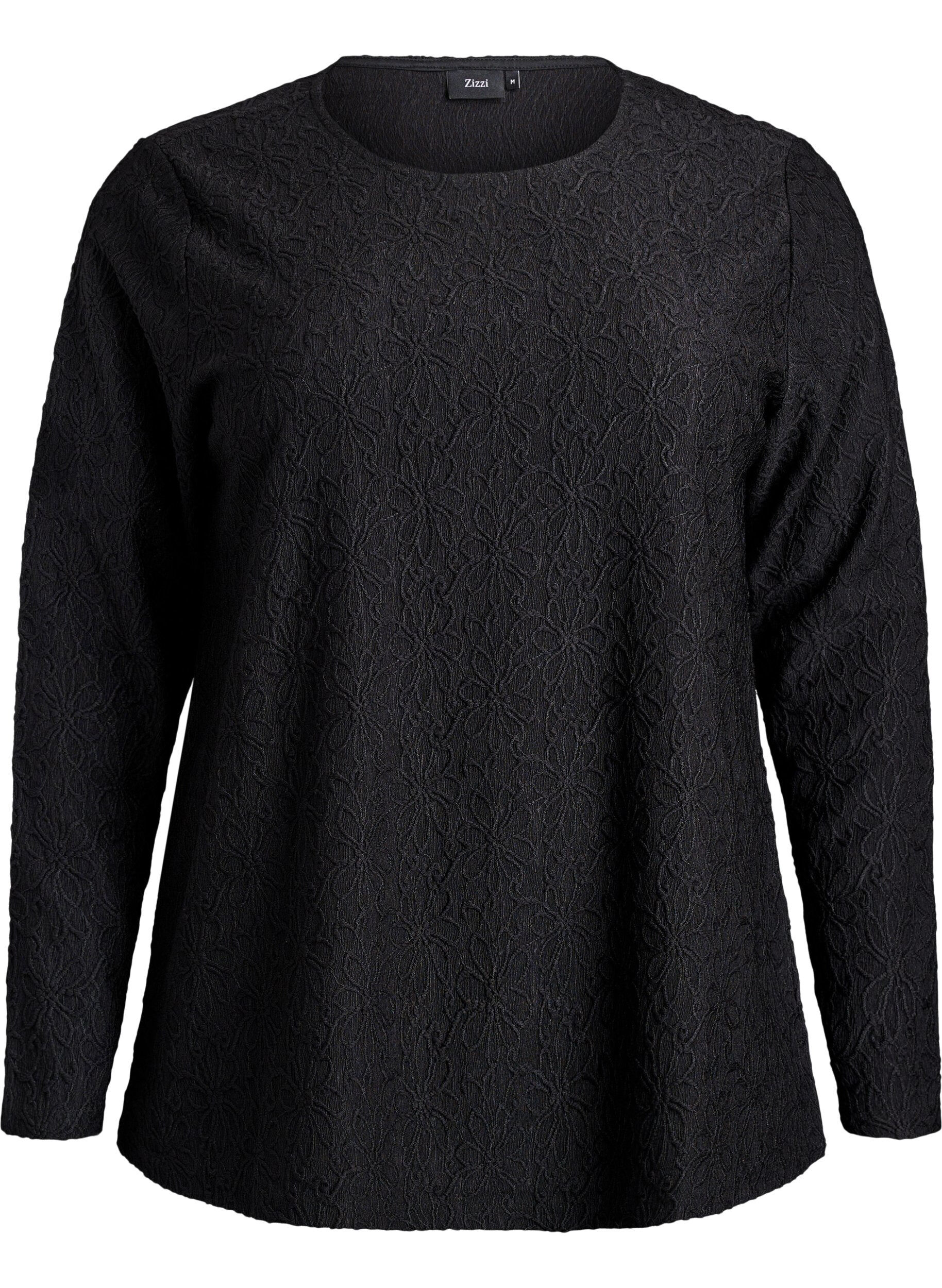 Lang&aelig;rmet bluse med blomsterstruktur