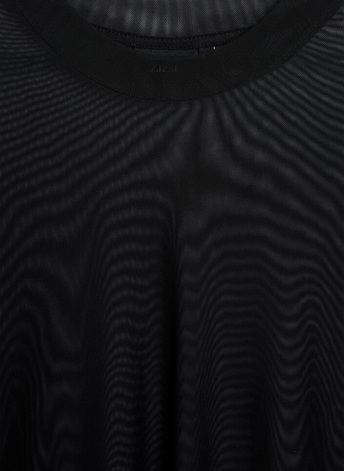 Meshbluse med korte ærmer, Sort, Packshot image number 2