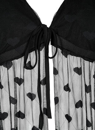 Transparent natkjole med mønster, Black, Packshot image number 2