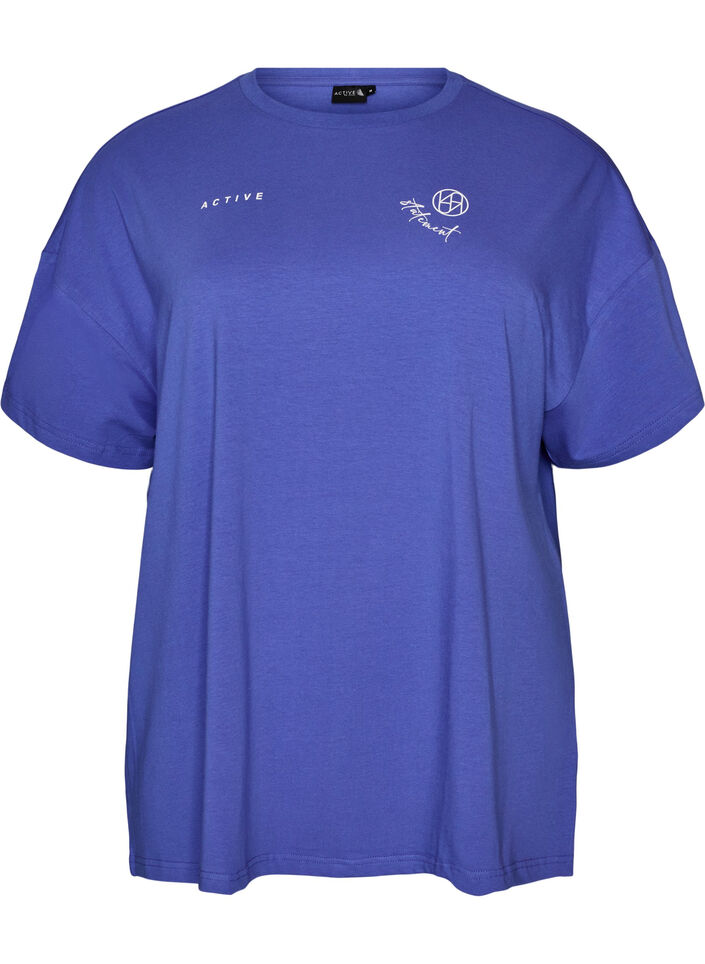 T-shirt i &oslash;kologisk bomuld med lille frontmotiv, Bl&aring;, Packshot image number 0