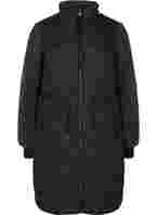 Quiltet jakke med teddy og justerbar talje, Black Comb