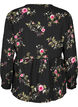 Lang&aelig;rmet bluse med blomsterprint, Sort, Packshot image number 1