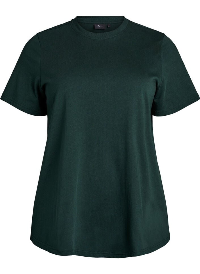 Basis t-shirt i bomuld med rund hals, Gr&oslash;n, Packshot image number 0