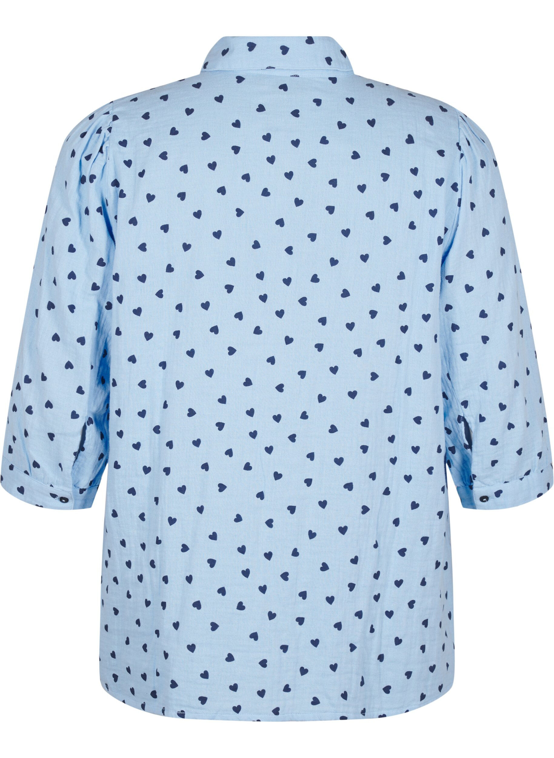 Zizzi Skjortebluse med 3/4 &aelig;rmer, Bl&aring;, Packshot image number 1