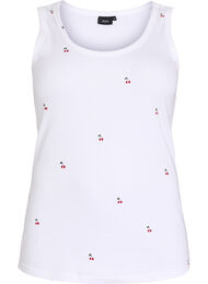 T&aelig;tsiddende top med motiv, Hvid