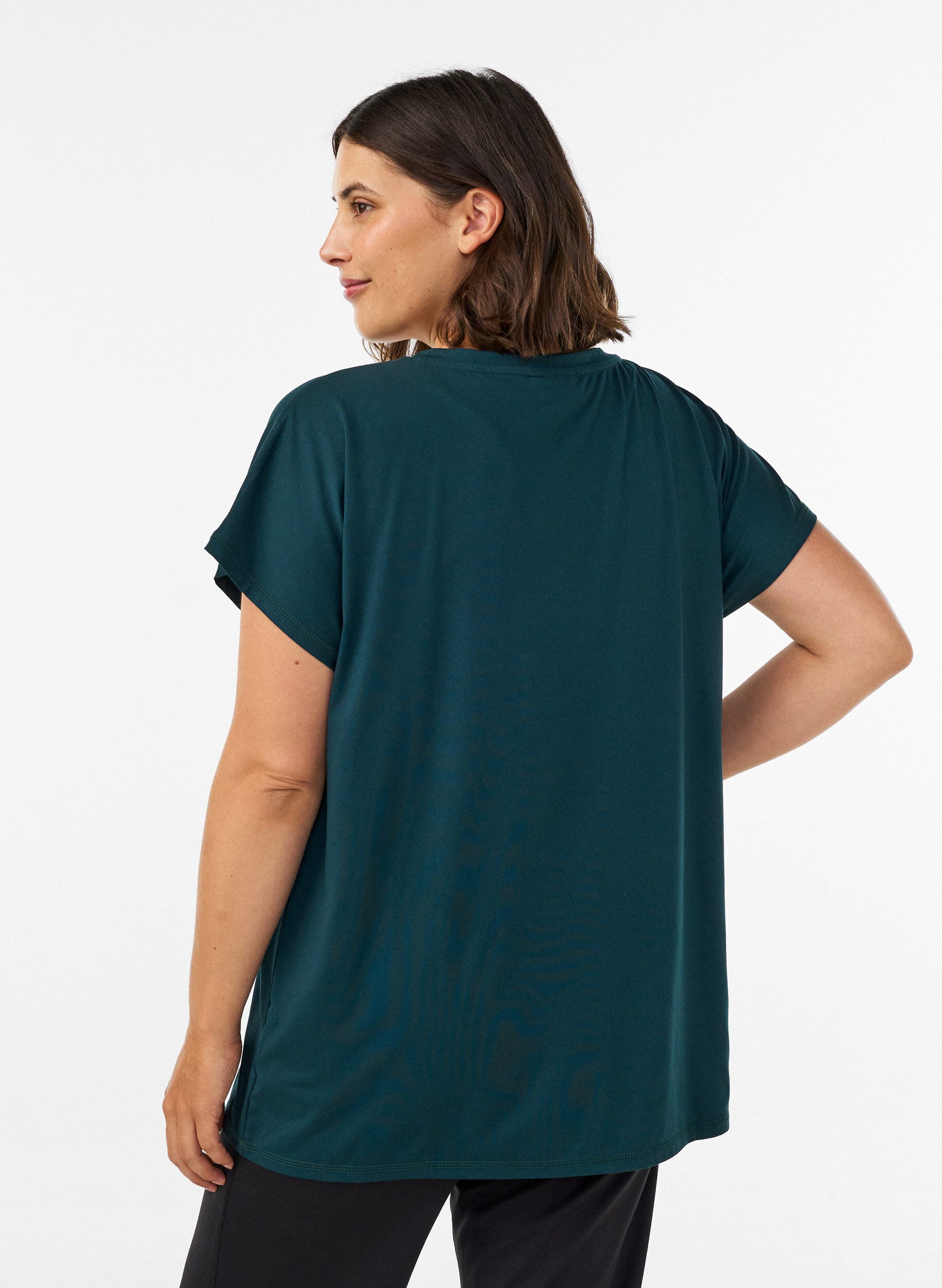 ZizziL&oslash;s tr&aelig;nings t-shirt med V-hals, Gr&oslash;n, Model image number 2