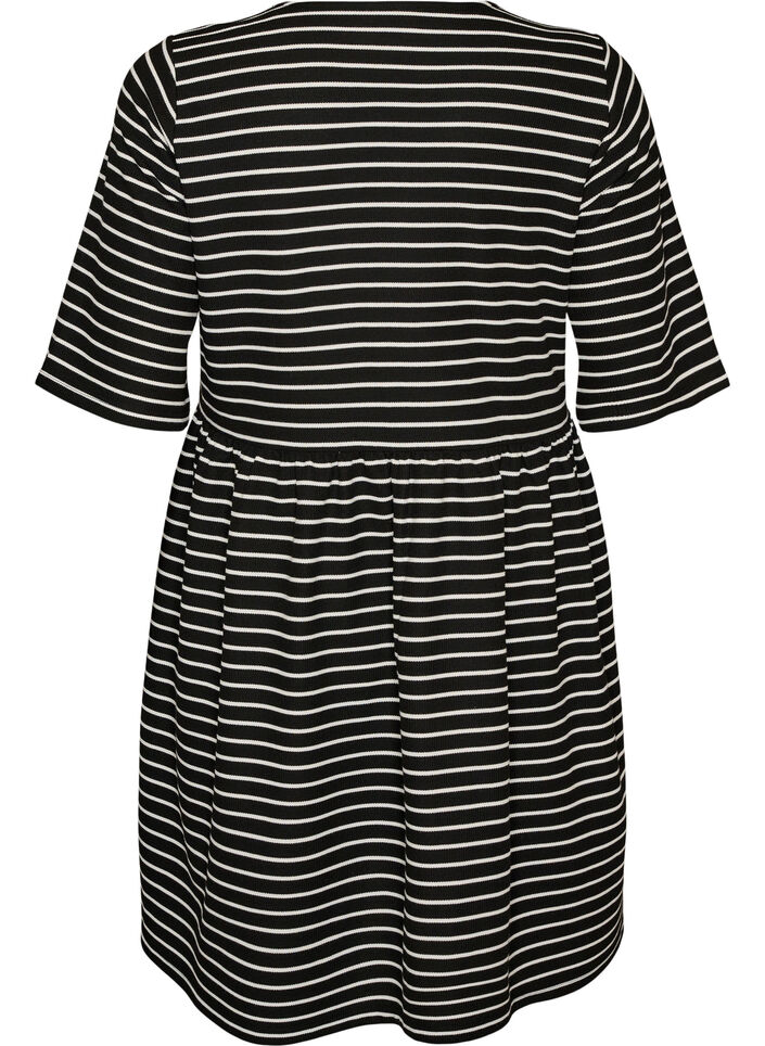 Kjole med ribbet struktur og empire sk&aelig;ring, Hvid, Packshot image number 1