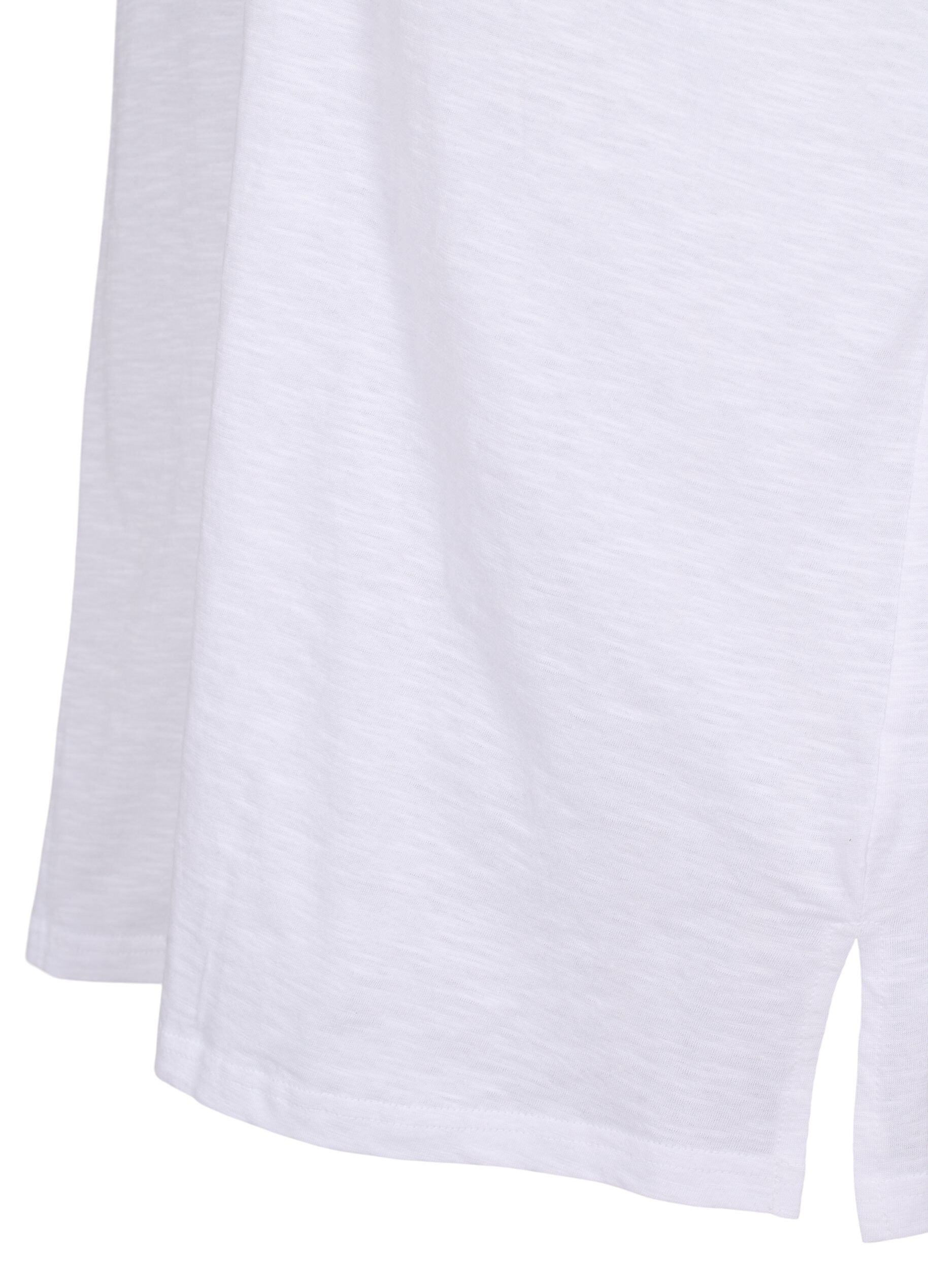 Zizzi Ensfarvet oversize t-shirt med v-hals, Hvid, Packshot image number 3
