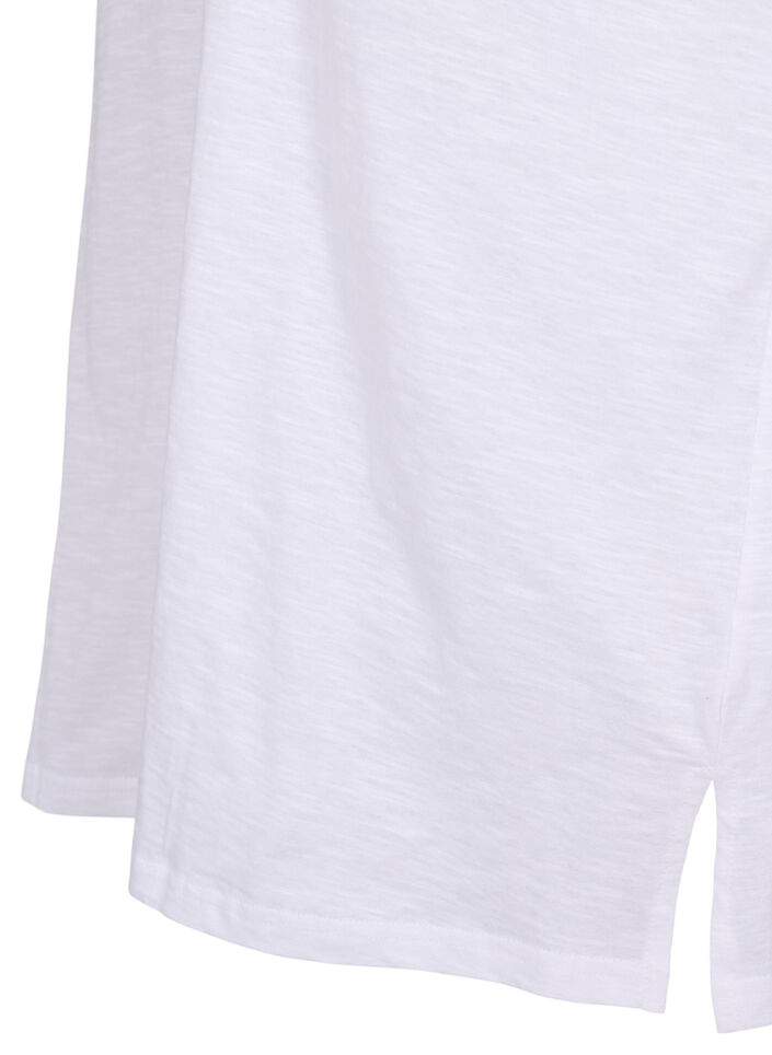 Ensfarvet oversize t-shirt med v-hals, Hvid, Packshot image number 3