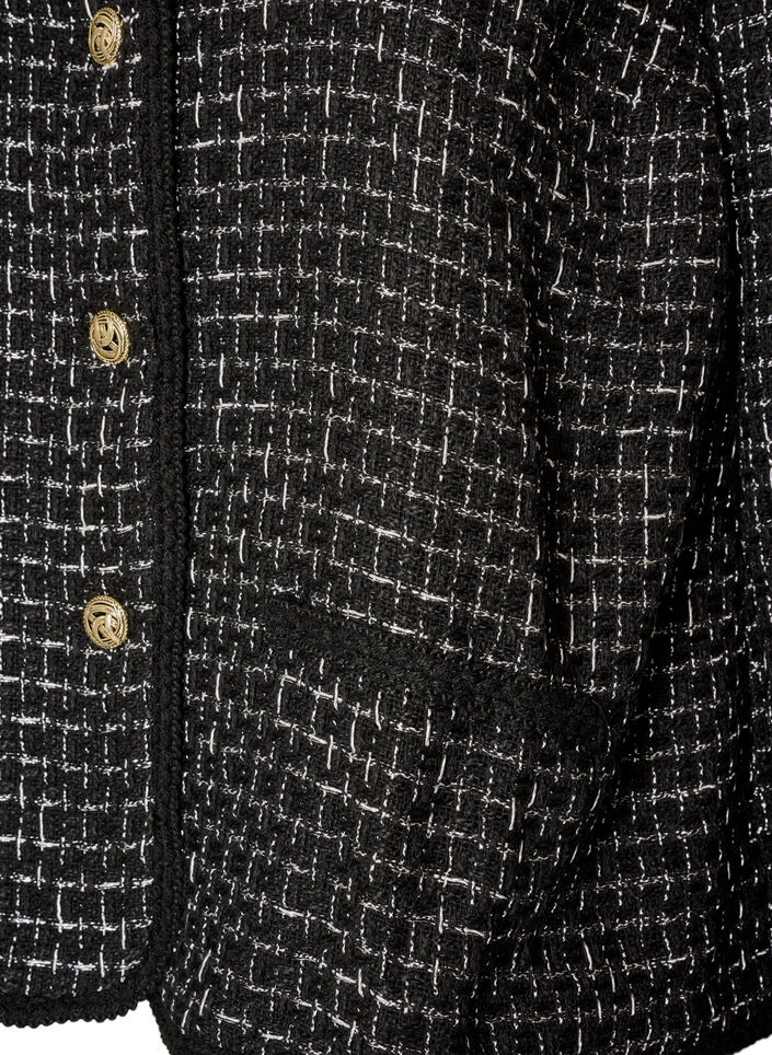 Jakke i boucl&eacute; med guldfarvede knapper, Sort, Packshot image number 3