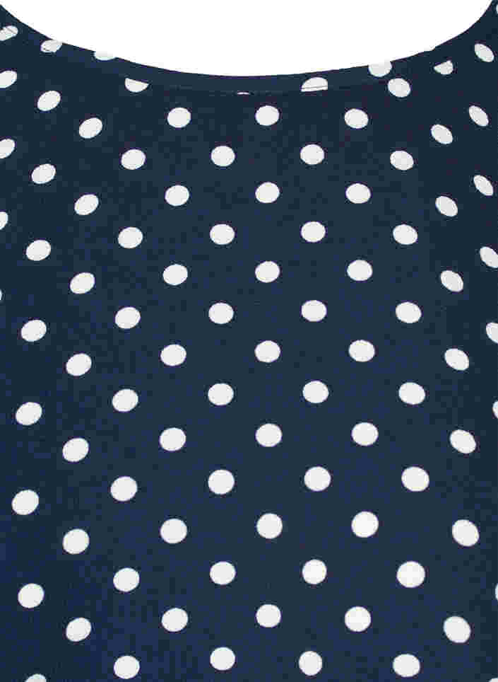 Bluse med korte ærmer og rund halsudskæring, Navy Bla w White Dot, Packshot image number 2