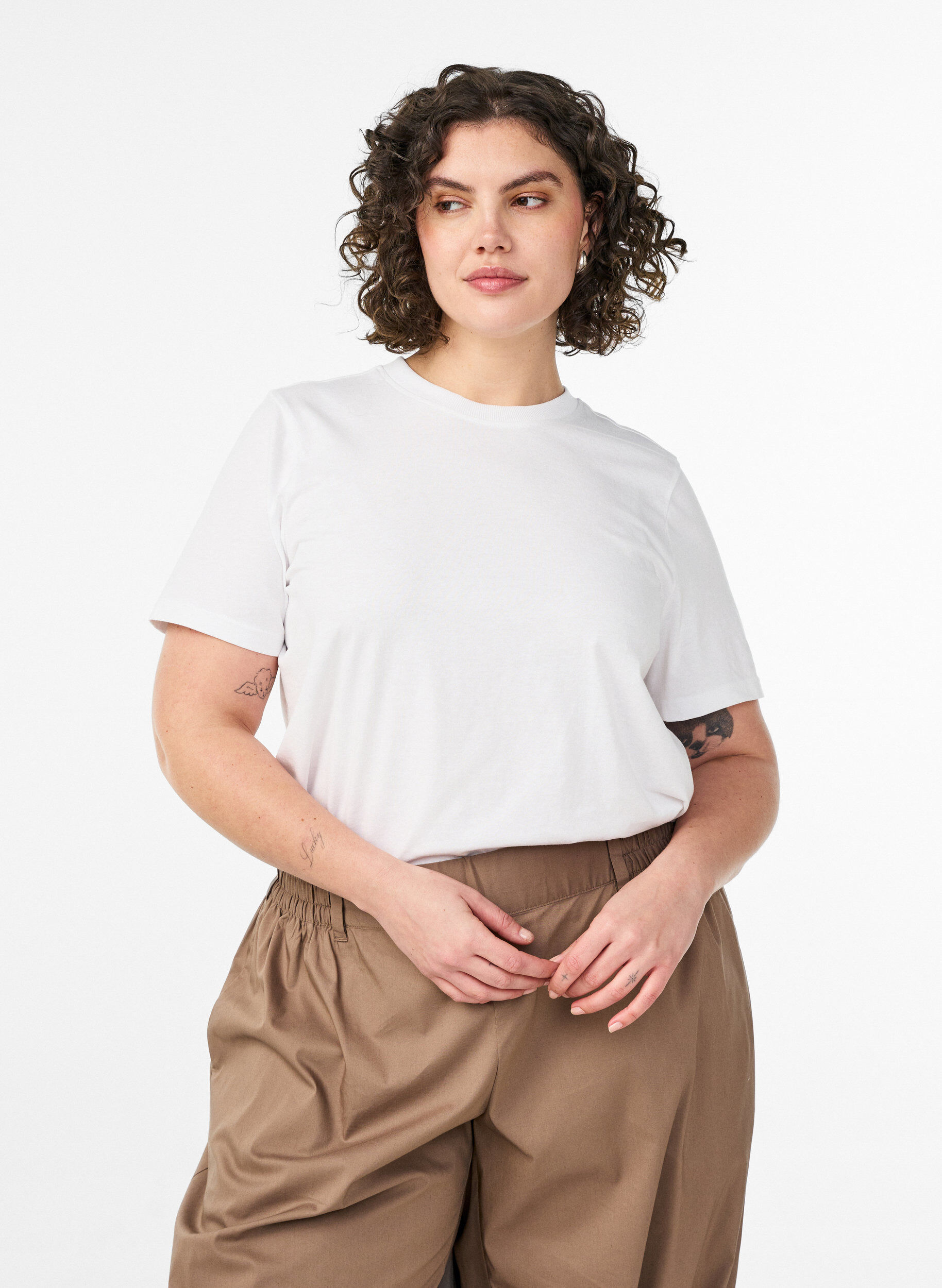 T-shirt i bomuld med print, Hvid, Model