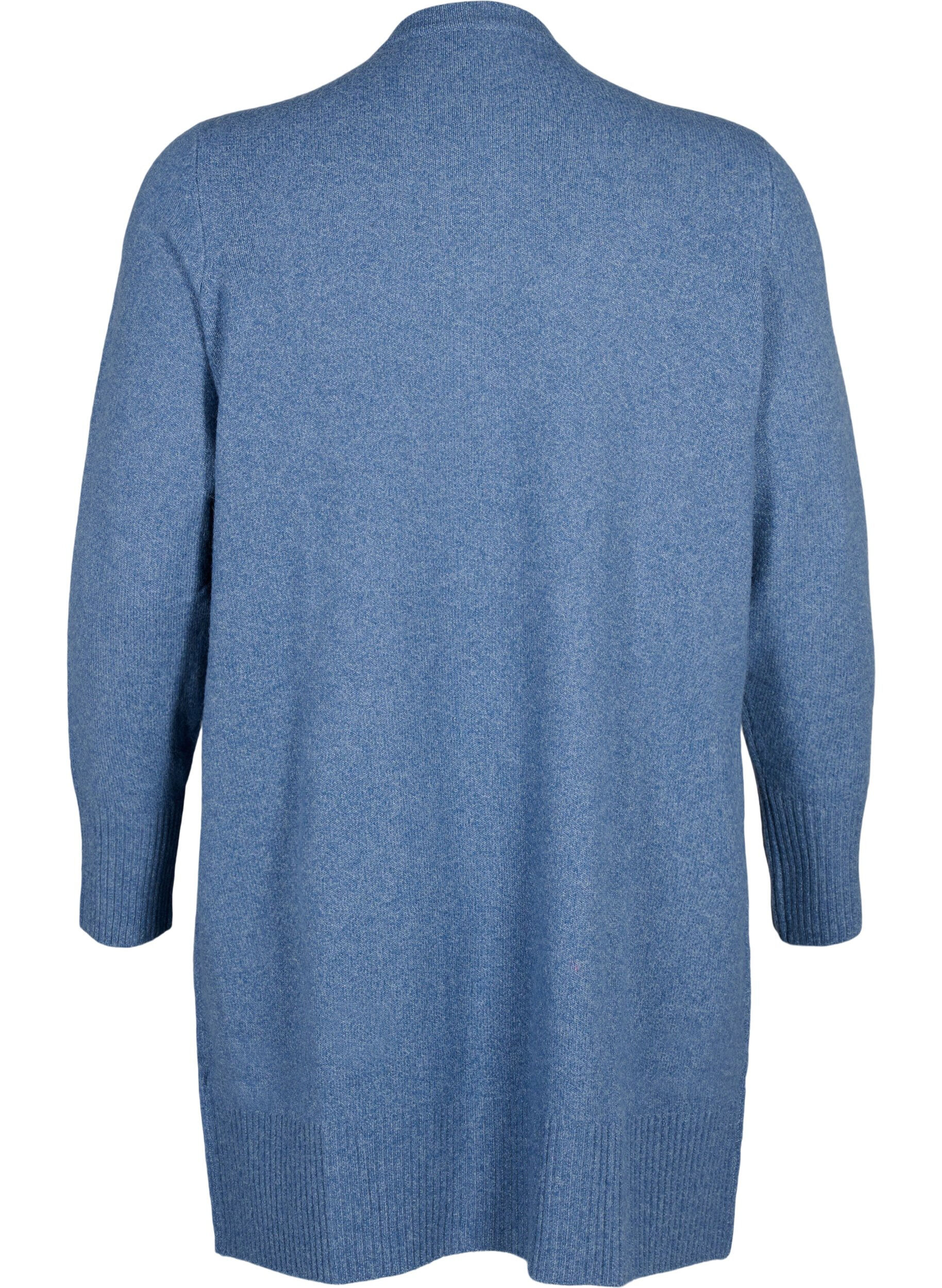 ZizziMeleret strik cardigan med lommer, Bl&aring;, Packshot image number 1
