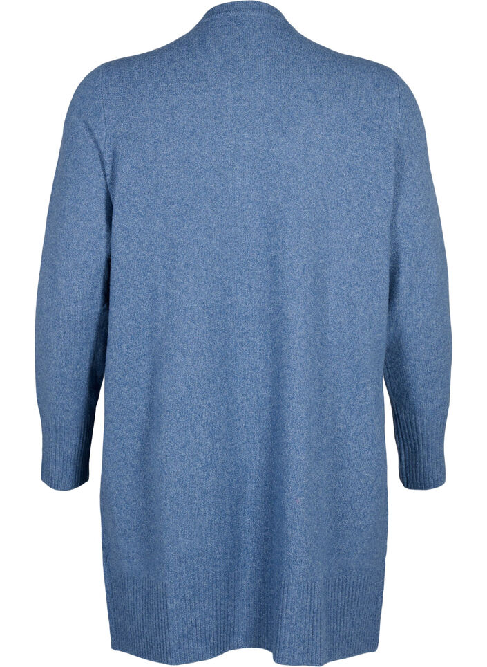 Meleret strik cardigan med lommer, Bl&aring;, Packshot image number 1