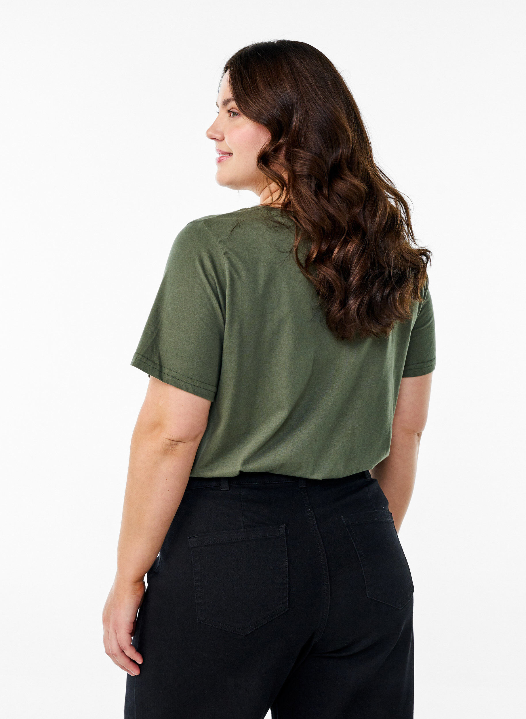 Zizzi FLASH - T-shirt med motiv, Gr&oslash;n, Model image number 2